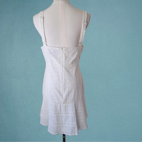 Anthropologie Mare Mare Tatum White Eyelet Mini Dress Large Flare Hem Coquette - Picture 6 of 13